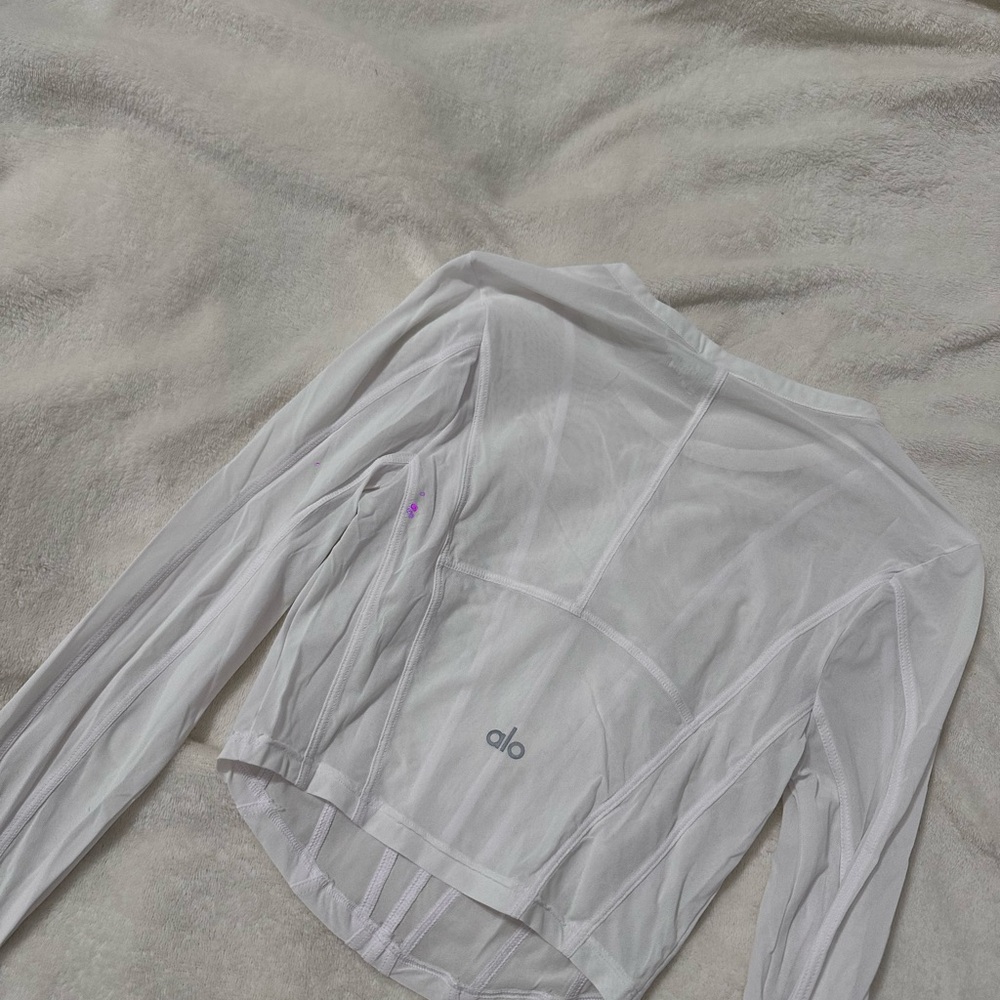 ALO Yoga Sheer Long Sleeve Top in White